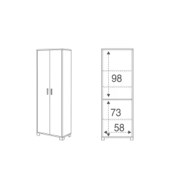 Sarmog Mobili Multiuso-Mobile 2 ante olmo e bianco, 63x183x34 cm