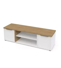 Mobile soggiorno porta tv 2 ante quercia e bianco 134,8x39,1x39,6 cm