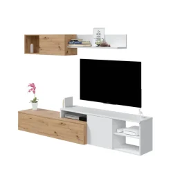 Mobile tv bianco e rovere, 220x40x44 cm Best
