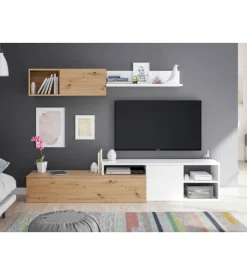 Mobile tv bianco e rovere, 220x40x44 cm Best