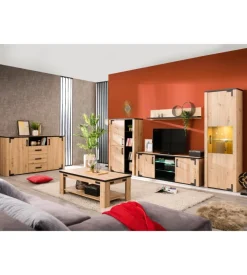 BellaHome Mobile tv "bilbao" quercia e vetro, 169x40x57,5 cm Sale