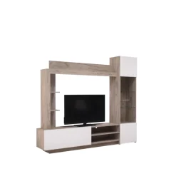 BellaHome Mobile tv "torino" rovere e bianco, 204x35x174,5 cm Online