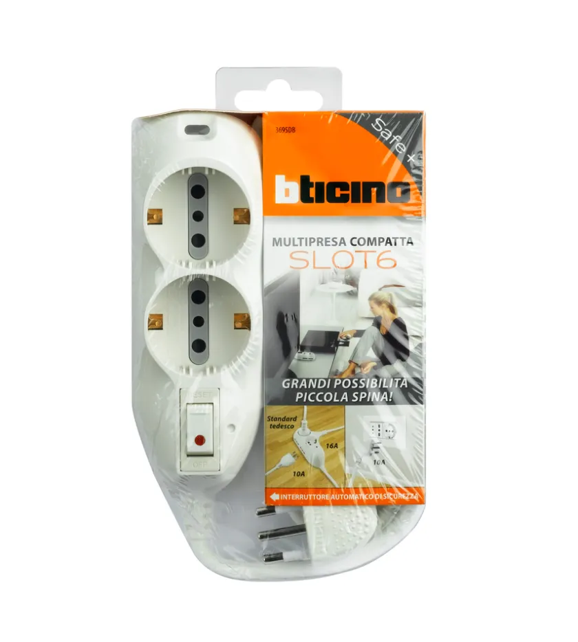 Bticino Multipresa 6 pr. 2p+t 10/16a con cavo bianco - . Sale