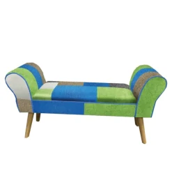 BellaHome Panca "patch" in tessuto multicolore, 100x54x35 cm Best