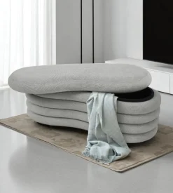 BellaHome Panca contenitore "goccia" grigio 106x43x42 cm Hot