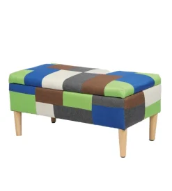 BellaHome Panca contenitore "patch" in tessuto multicolore, 40x40x80 cm Hot