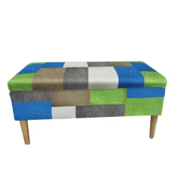 BellaHome Panca contenitore "patch" in tessuto multicolore, 40x40x80 cm Hot