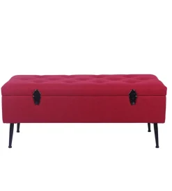 BellaHome Panchina contenitore "lisa" in tessuto bordeaux, 102x44x40 cm Clearance
