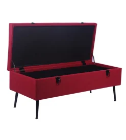 BellaHome Panchina contenitore "lisa" in tessuto bordeaux, 102x44x40 cm Clearance