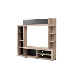 BellaHome Pareti Soggiorno E Porta Tv-Parete da soggiorno "venezia" quercia e nero, 172x33x157 cm