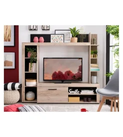 BellaHome Pareti Soggiorno E Porta Tv-Parete da soggiorno "venezia" quercia e nero, 172x33x157 cm