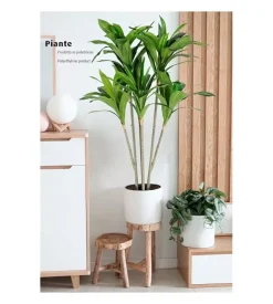 Fiori Artificiali-Pianta di dracaena in polietilene con 88 foglie, 130 cm