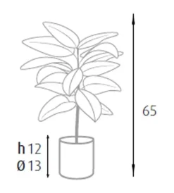 Pianta di ficus elastica in polietilene con 15 foglie, 65 cm Online