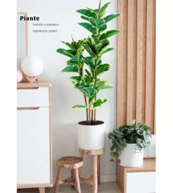 Fiori Artificiali-Pianta di ficus elastica in polietilene con 54 foglie, 145 cm