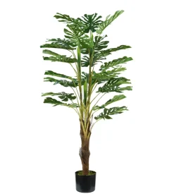 Fiori Artificiali-Pianta monstera in polietilene con 24 foglie, 120 cm