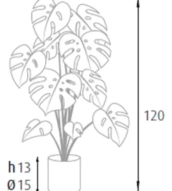 Fiori Artificiali-Pianta monstera in polietilene con 24 foglie, 120 cm