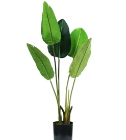Fiori Artificiali-Pianta strelitzia in polietilene con 5 foglie, 100 cm