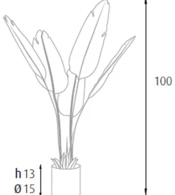 Fiori Artificiali-Pianta strelitzia in polietilene con 5 foglie, 100 cm