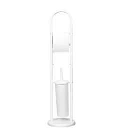 Decor Bagno Piantana con portascopino e portarotolo bianco, h 81 cm Outlet