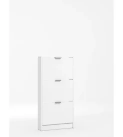 BellaHome Scarpiera bianca con 3 ante 58x18x119 cm New