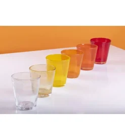 Stoviglie-Servizio bicchieri "cancun" in vetro sfumature di rosso, 6 pezzi