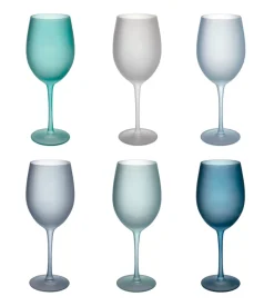 Stoviglie-Servizio calici  "happy hour" in vetro sfumature di blu, 6 pezzi