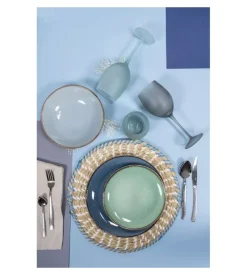Stoviglie-Servizio calici  "happy hour" in vetro sfumature di blu, 6 pezzi