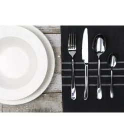 Servizio posate villa d'este "roun" in acciaio inox silver lucido, 24 pezzi Clearance