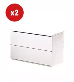 Set 2 comodini "giotto" 2 cassetti bianco fiammato 49x38x41 cm Online