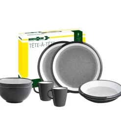 Brunner Set 8 stoviglie da campeggio "granyte" in melamina antiscivolo Outlet