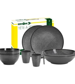 Brunner Set 8 stoviglie da campeggio "cottery" in melamina antiscivolo Hot