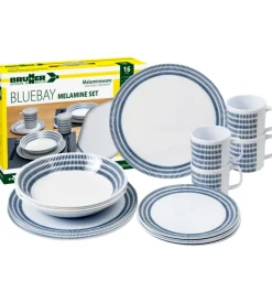 Brunner Set 16 stoviglie da campeggio "bluebay" in melamina Outlet
