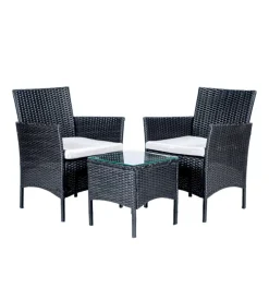 EuroGarden Set da esterno "lipsia" in rattan con cuscini grigio 2 sedute e tavolino Online