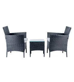 EuroGarden Set da esterno "lipsia" in rattan con cuscini grigio 2 sedute e tavolino Online
