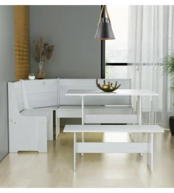 BellaHome Set giropanca ad angolo in pino massello con contenitore 163x122x87,5 cm Best