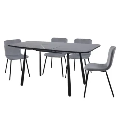 BellaHome Set pranzo "cabrera" tavolo estensibile nero effetto marmo e 4 sedie velluto grigio Online