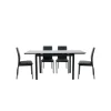 BellaHome Set pranzo "minorca" nero con tavolo estensibile in vetro 4 sedute Outlet