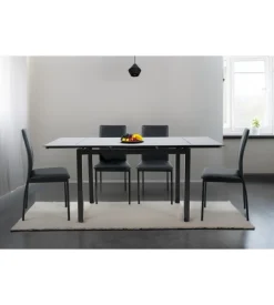BellaHome Set pranzo "minorca" nero con tavolo estensibile in vetro 4 sedute Outlet