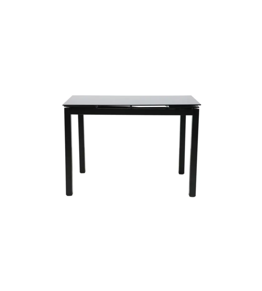 BellaHome Set pranzo "minorca" nero con tavolo estensibile in vetro 4 sedute Outlet