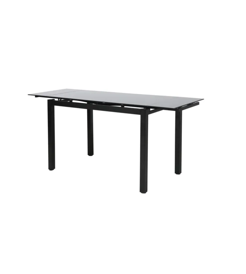 BellaHome Set pranzo "minorca" nero con tavolo estensibile in vetro 4 sedute Outlet