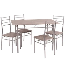 Set tavolo e 4 sedie in metallo e legno, 120x70x75 cm Discount