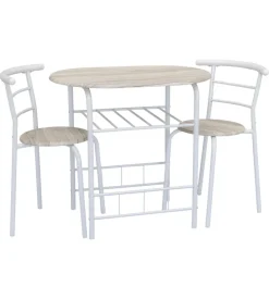 Set tavolo e 2 sedie in metallo e legno, 80x53x75 cm Best