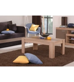 BellaHome Tavolino da soggiorno quercia con inserto bianco e grigio, 112x65,5x46,5 cm New
