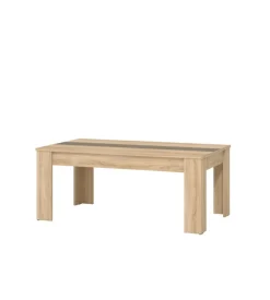 BellaHome Tavolino da soggiorno quercia con inserto bianco e grigio, 112x65,5x46,5 cm New