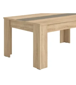 BellaHome Tavolino da soggiorno quercia con inserto bianco e grigio, 112x65,5x46,5 cm New