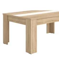 BellaHome Tavolino da soggiorno quercia con inserto bianco e grigio, 112x65,5x46,5 cm New