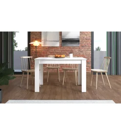 BellaHome Tavolo allungabile bianco lucido, 120-160x80x76,2 cm New
