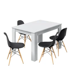 Tavolo da pranzo estensibile bianco lucido, 140-190x90x78 cm Online